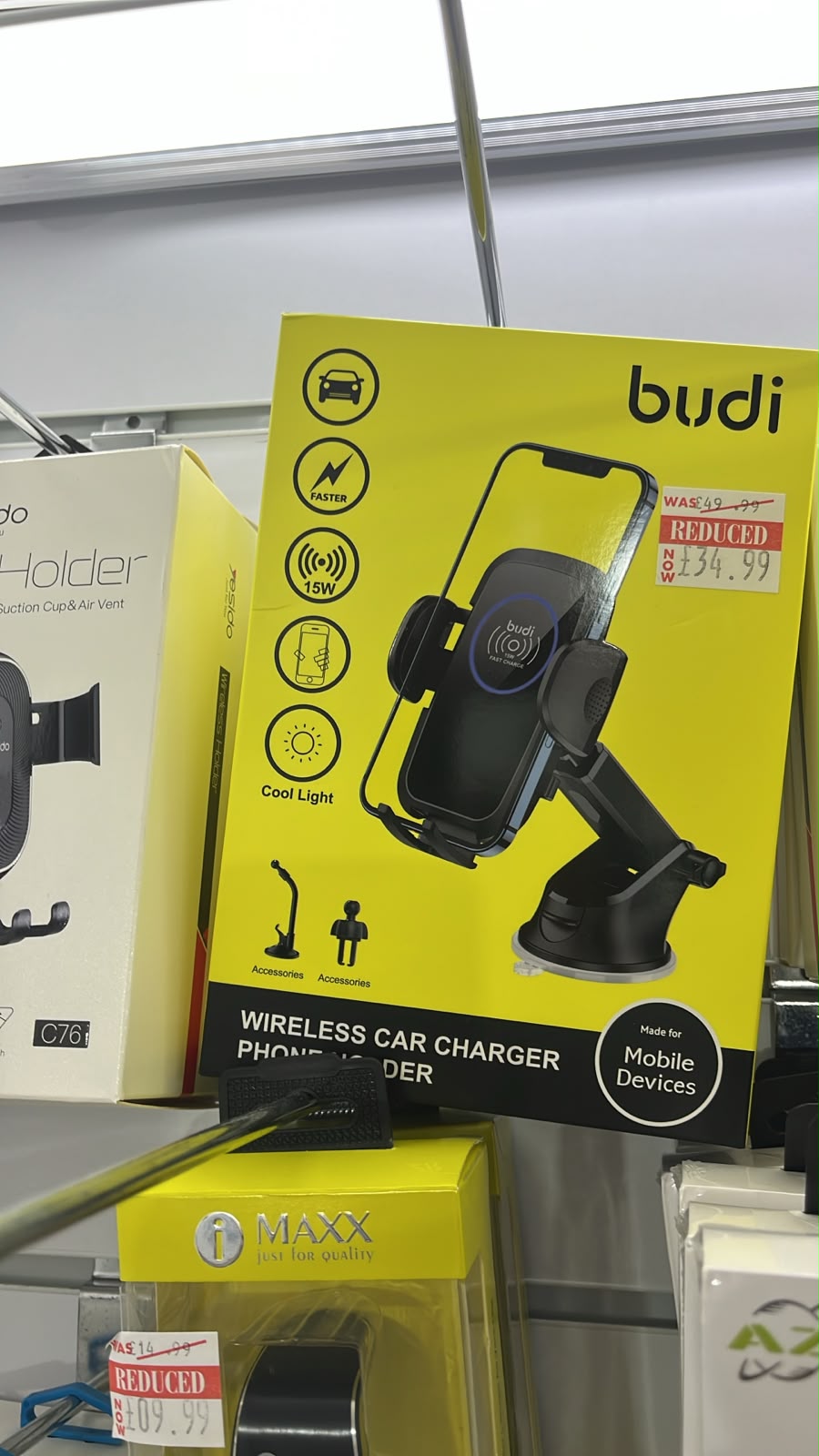 Budi 15W Wireless Car Charger Phone Holder – Fast Charge Mount