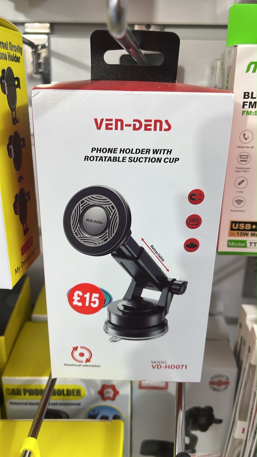 VEN-DENS VD-HD071 Phone Holder – Retractable Suction Cup
