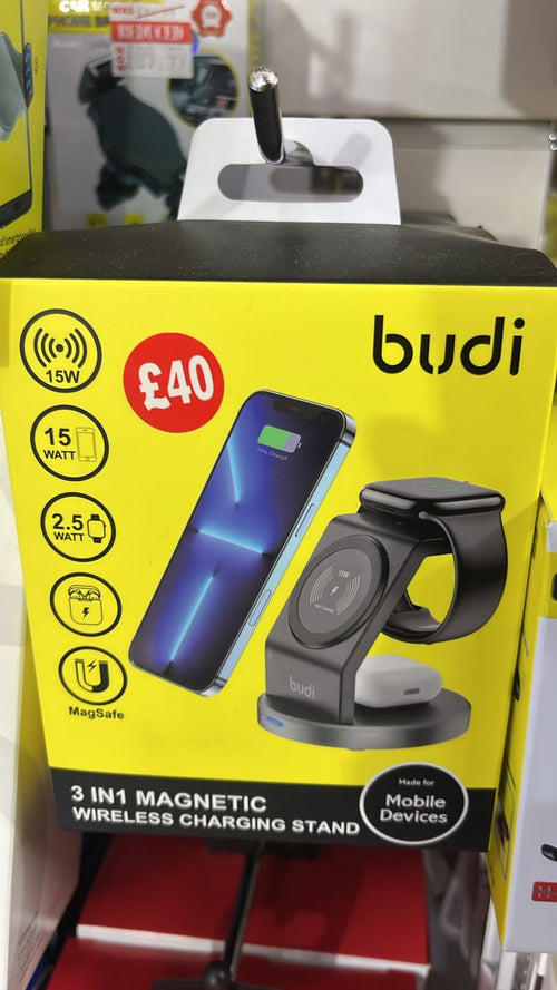 budi 3-in-1 MagSafe Magnetic Wireless Charging Stand – 15W