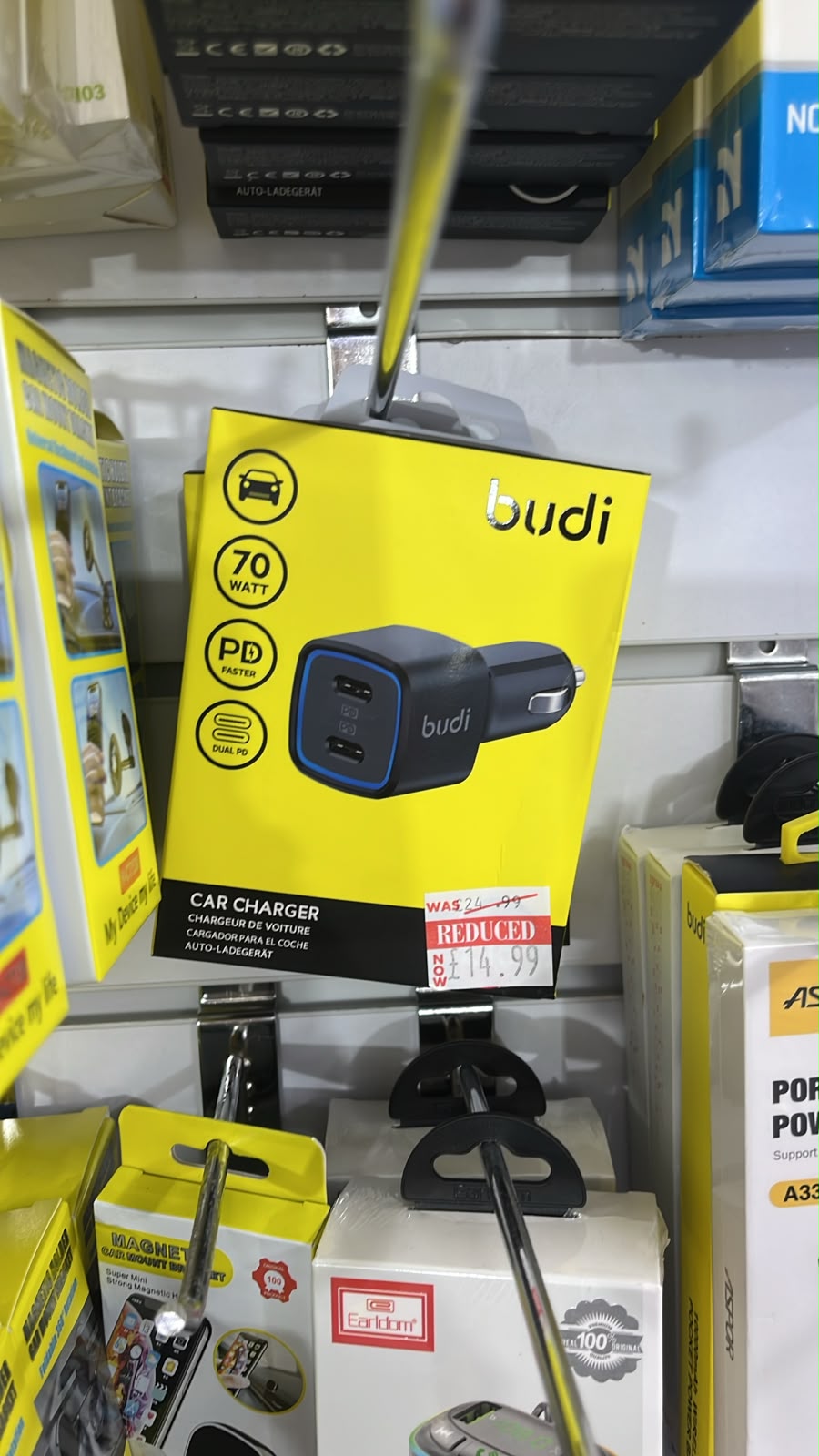 budi Dual PD 70W Car Charger – Dual USB-C Fast Charge
