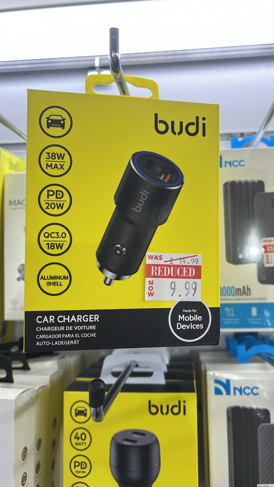 budi 38W Car Charger – PD 20W + QC3.0 18W Aluminium Shell