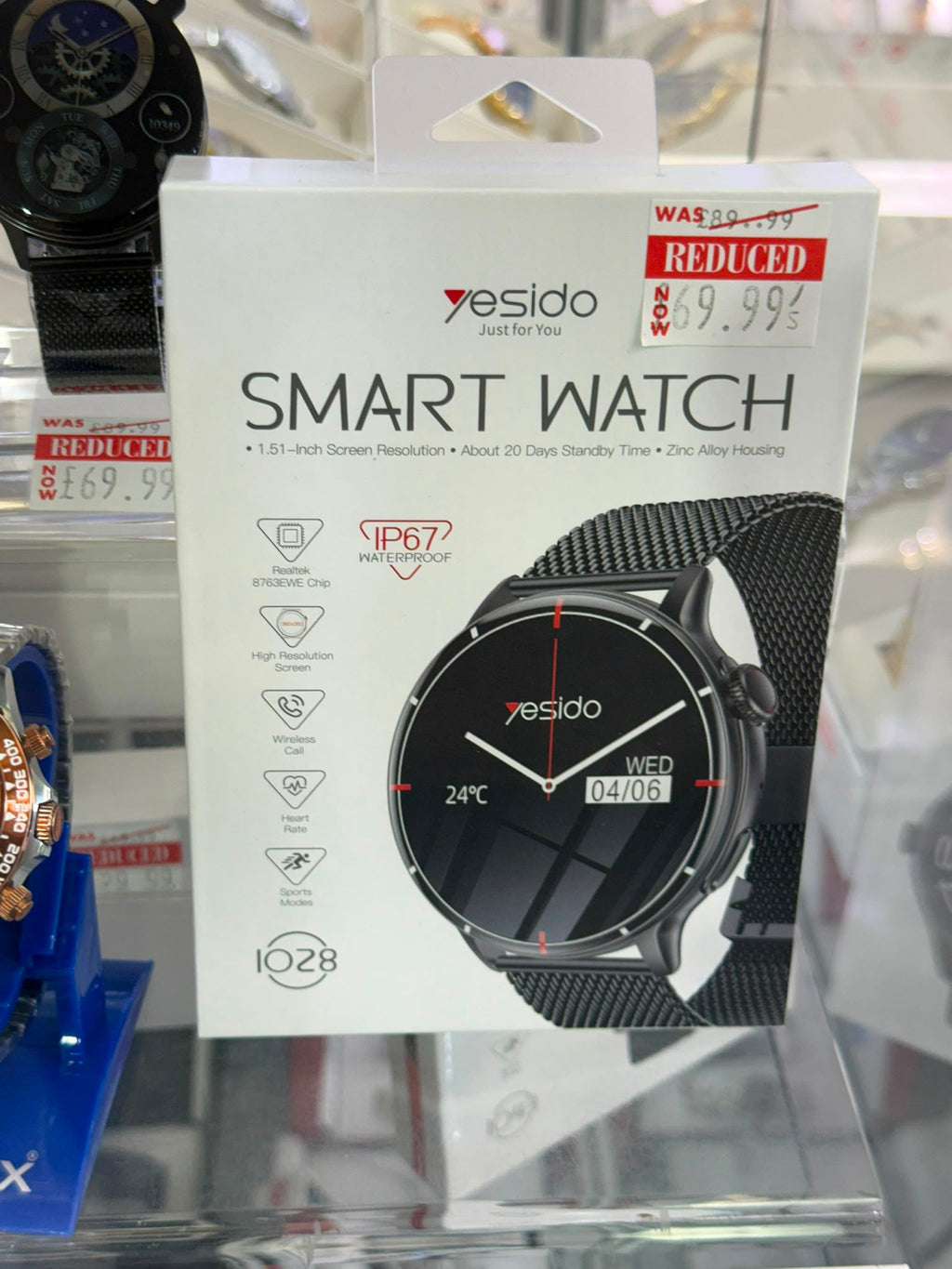 Yesido IO28 Smart Watch – Bluetooth Calling, Heart Rate, Dual Straps (Black)