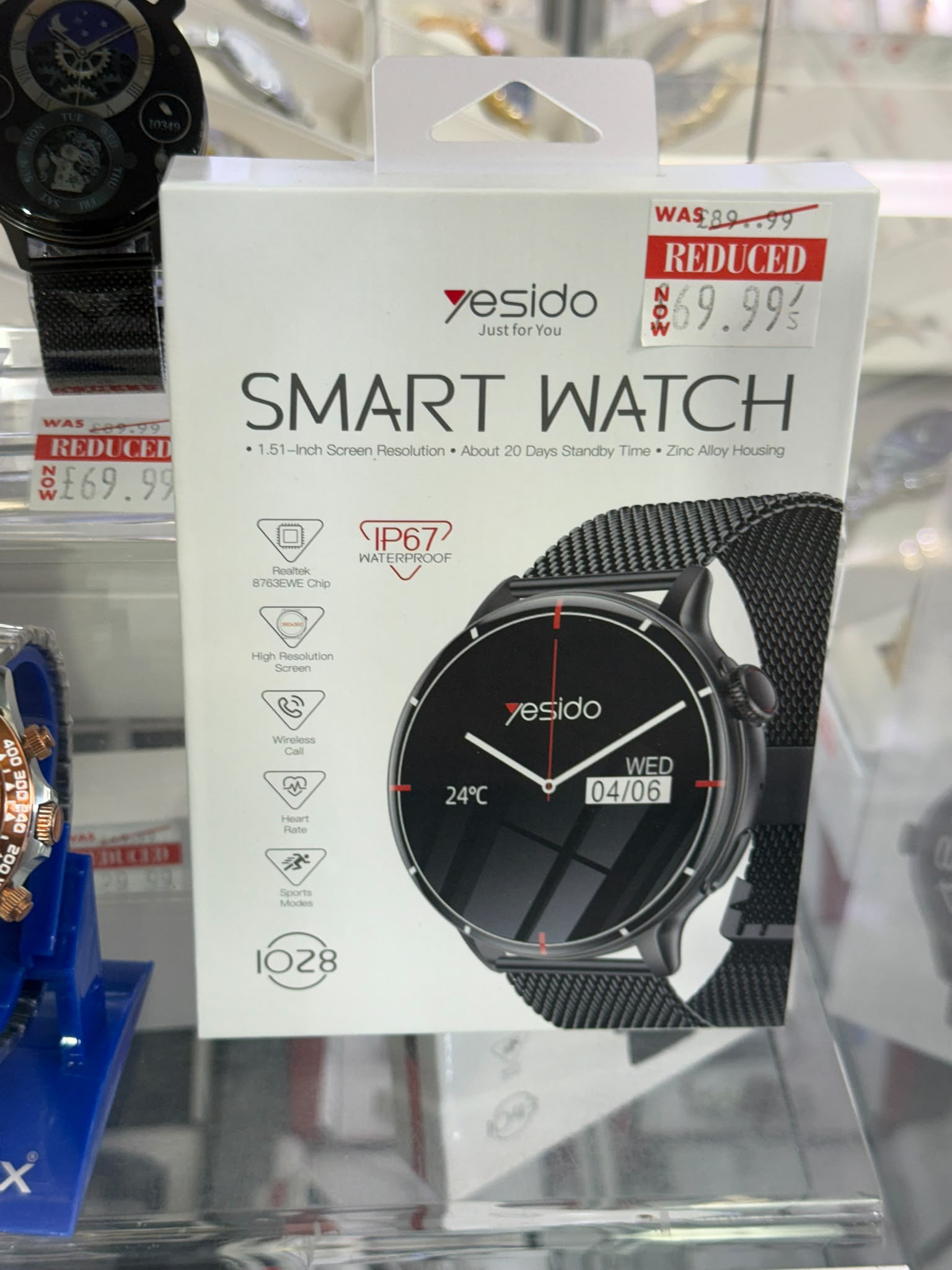 Yesido IO28 Smart Watch – Bluetooth Calling, Heart Rate, Dual Straps (Black)