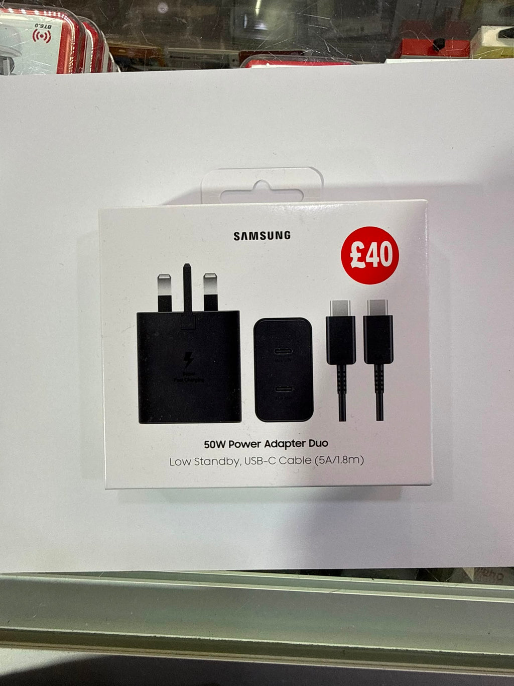 Samsung 50W Power Adapter Duo – Dual USB-C + Cable (UK Plug)