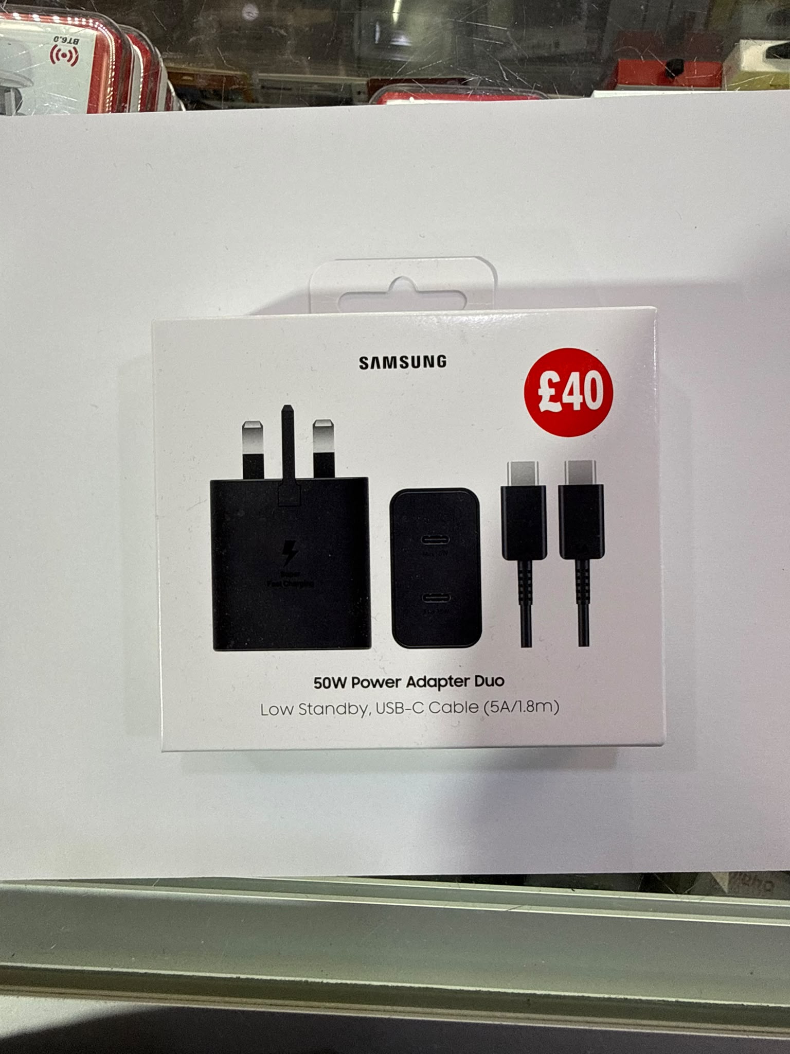 Samsung 50W Power Adapter Duo – Dual USB-C + Cable (UK Plug)