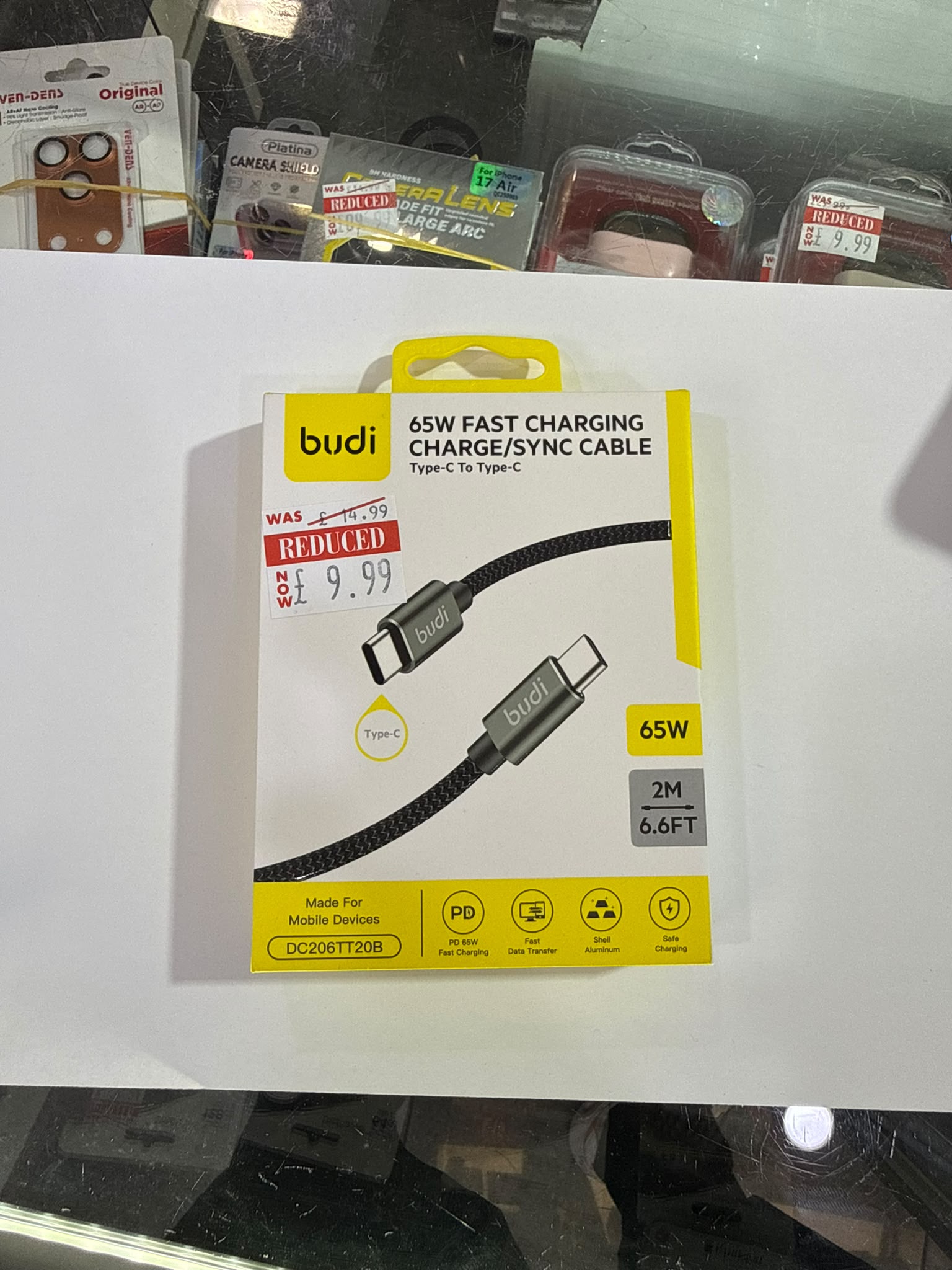 budi DC206TT20B 65W USB-C to USB-C Fast Charge Cable – 2M