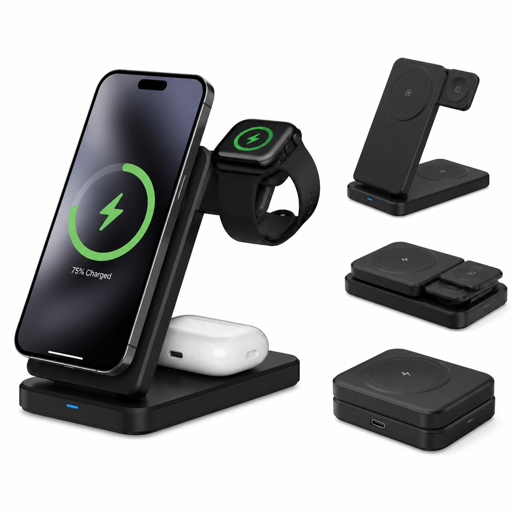 budi 3-in-1 MagSafe Magnetic Wireless Charging Stand – 15W